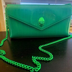Kurt Geiger Shoreditch Leather Clutch Turquoise Glossy